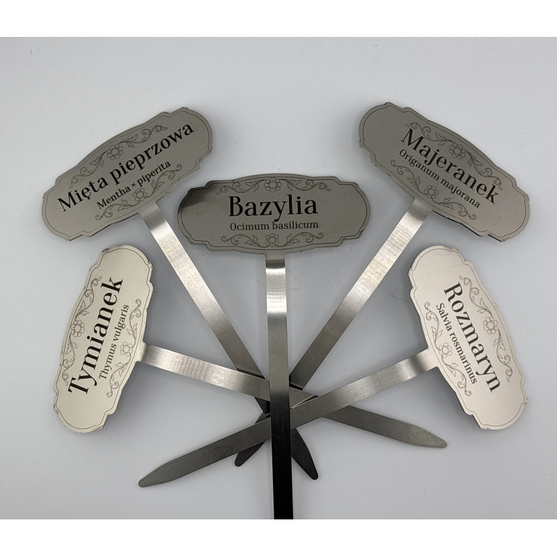 Set of 5 Stainless Steel Herb Labels